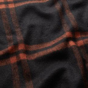 Tissu pour manteau en laine mélangée à carreaux tartan – terre cuite/noir, 