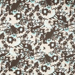 Voile de coton Fleurs – marron noir/nature, 