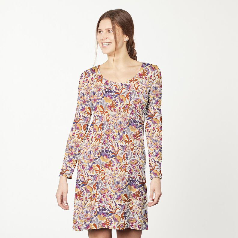 Jersey viscose Fleurs et ornements | Katia Fabrics – crème/lavande, image number 6