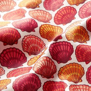 Coton enduit Coquillages – écru/rose vif, 