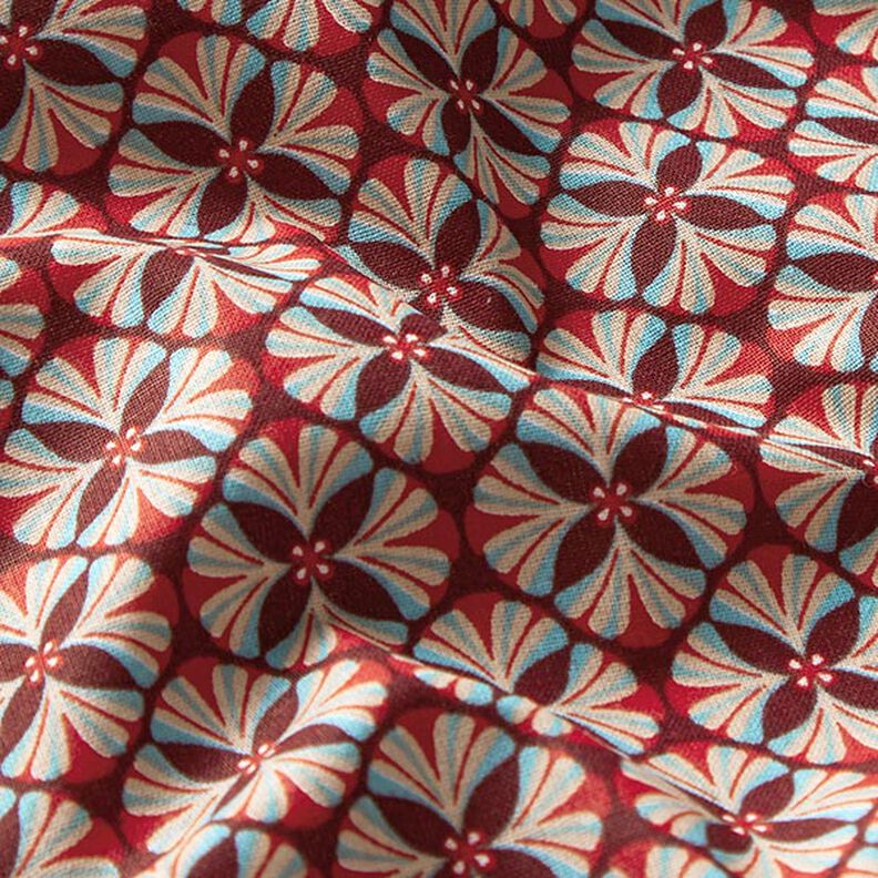 Tissu en coton Cretonne Carreaux à fleurs – bordeaux/taupe clair,  image number 2