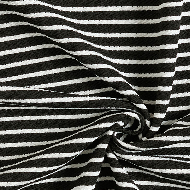 Jersey jacquard Rayures horizontales – noir/blanc,  image number 3