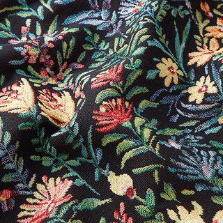 Tissu de décoration Gobelin Petites fleurs – noir, 