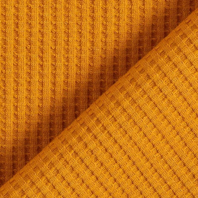 Jersey de coton gaufré uni – jaune curry,  image number 3