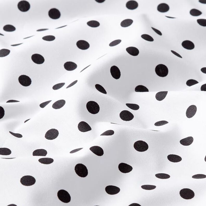 Popeline coton Grands pois – blanc/noir,  image number 2