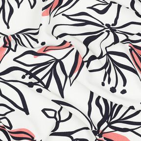 Tissu stretch léger lys abstraits – blanc/homard | Reste 70cm, 