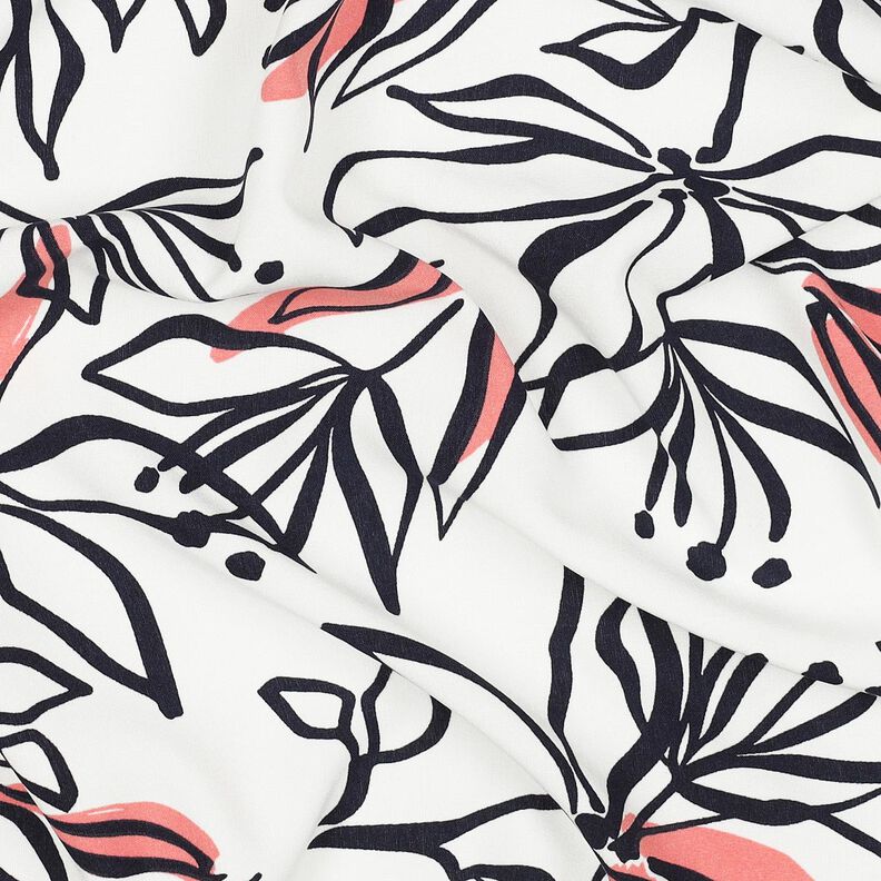 Tissu stretch léger lys abstraits – blanc/homard, image number 2