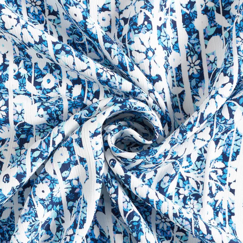 Crêpe de viscose Fleurs et branches – bleu marine/bleu clair,  image number 3