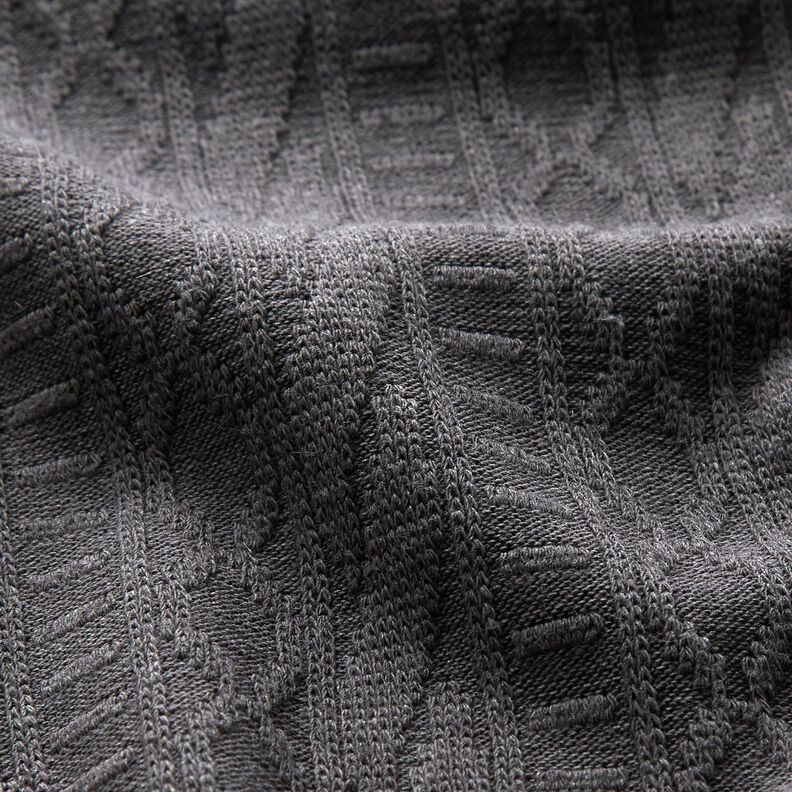 Jersey Jacquard Coton mélangé Rayures décorées – gris foncé,  image number 2