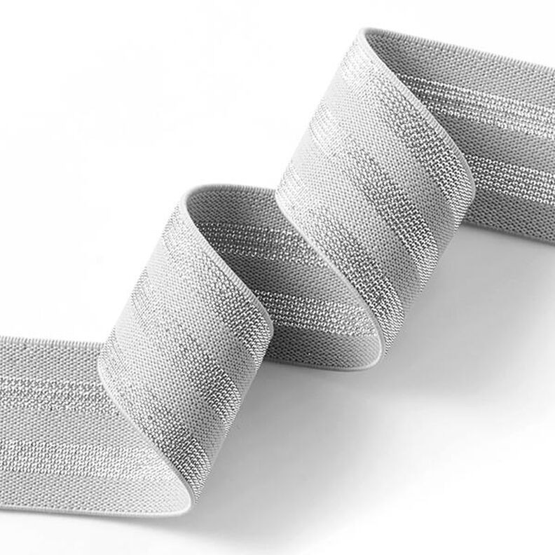 Ruban élastique à rayures [40 mm] – gris clair/argent,  image number 2