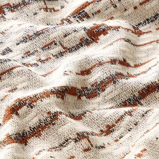 Maille jacquard Lignes croisées scintillantes – écru/brun faon, 