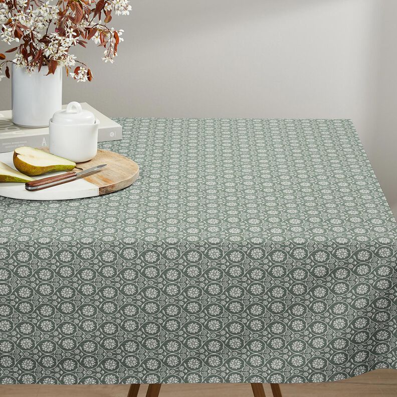 Tissu en coton Cretonne Fleurs et rameaux – roseau/blanc, image number 8