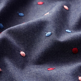 Chambray pois brodés – bleu marine, 