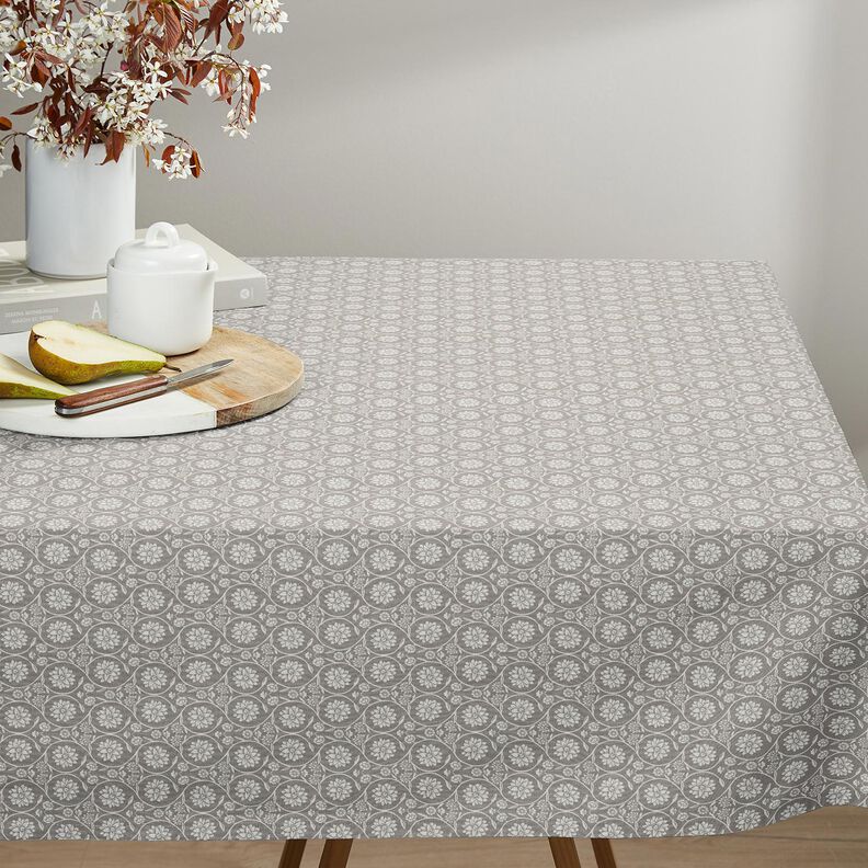 Tissu en coton Cretonne Fleurs et rameaux – argent/blanc, image number 8