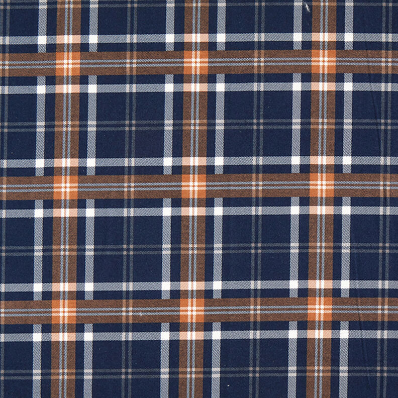 Flanelle coton Motif imprimé à carreaux | by Poppy – bleu marine/brun faon,  image number 1