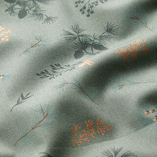 Tissu en coton Popeline Fines branches – roseau/or rose métallisé, 