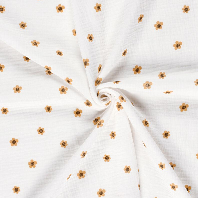 Tissu double gaze de coton Sonnenblumen – ivoire/or ancien,  image number 3