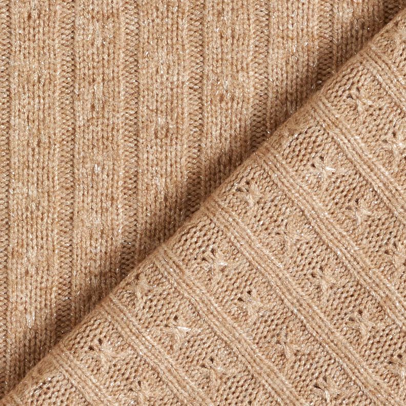 Tissu maille Tissu ajouré à rayures pailletées élégantes – marron clair,  image number 4