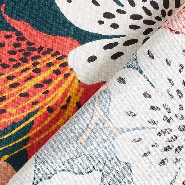 Tissu en coton Cretonne fleurs colorées – vert foncé,  image number 5