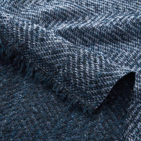 Tissu pour manteau en laine mélangée Zigzag – bleu marine,  image number 5