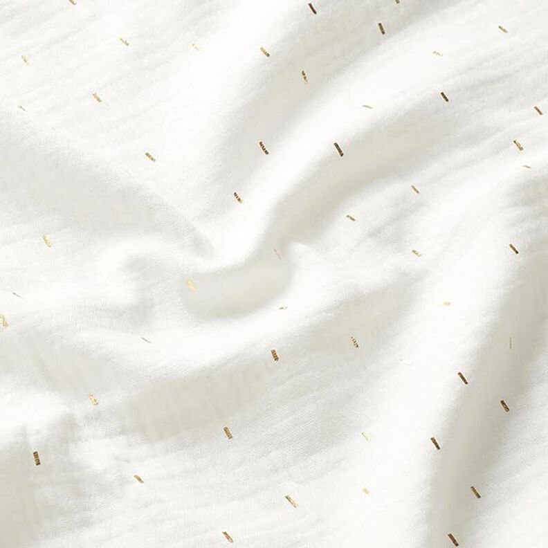 Tissu double gaze de coton imprimé feuille Rectangle | by Poppy – écru,  image number 2