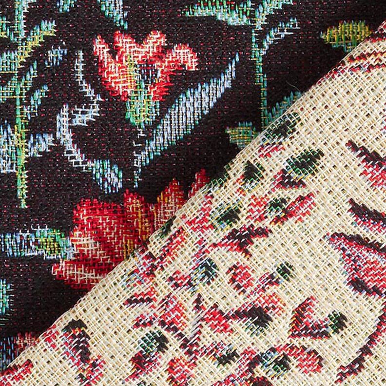 Tissu de décoration Gobelin Petites fleurs – noir, image number 5