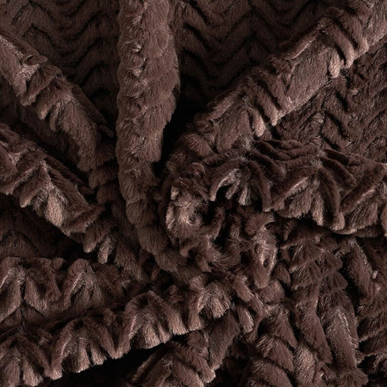Fausse fourrure à chevrons – marron moyen,  image number 3
