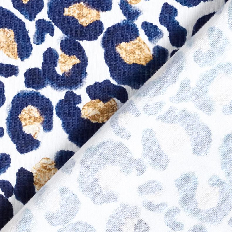 Jersey coton Léopard à taches dorées | Glitzerpüppi – blanc/indigo,  image number 4