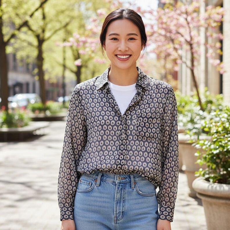 Chiffon &oelig;il de paon &ndash; bleu marine/bleu marine | Reste 110cm,  image number 6