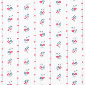 Tissu double gaze de coton Fleurs traditionnelles | by Poppy blanc/framboise, 