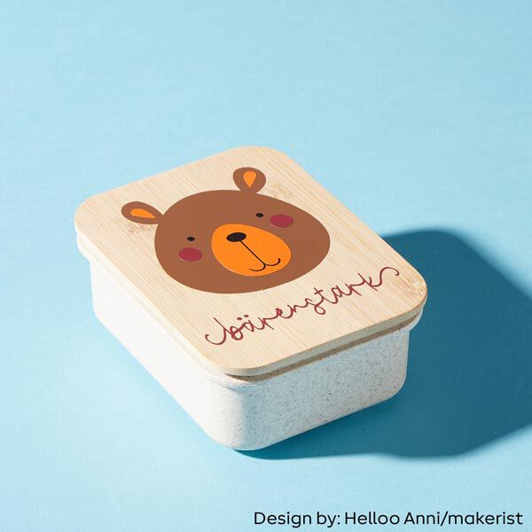 Boîte à collation en plastique bio avec couvercle en bois, image number 2