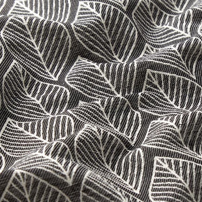 Tissu de décoration Jacquard Feuilles – anthracite,  image number 2