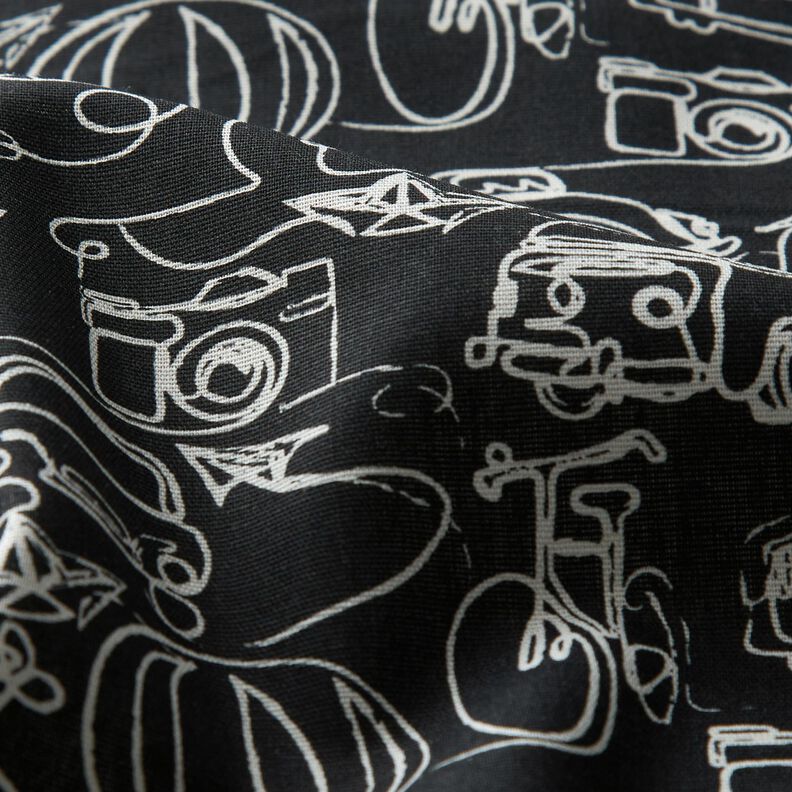Tissu en coton En balade – noir/blanc,  image number 2