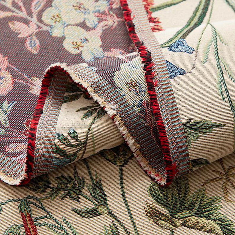 Tissu de décoration Gobelin prairie fleurie – beige,  image number 3