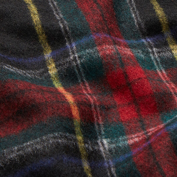 Tissu manteau en tartan en laine vierge mélangée – noir/rouge,  image number 2