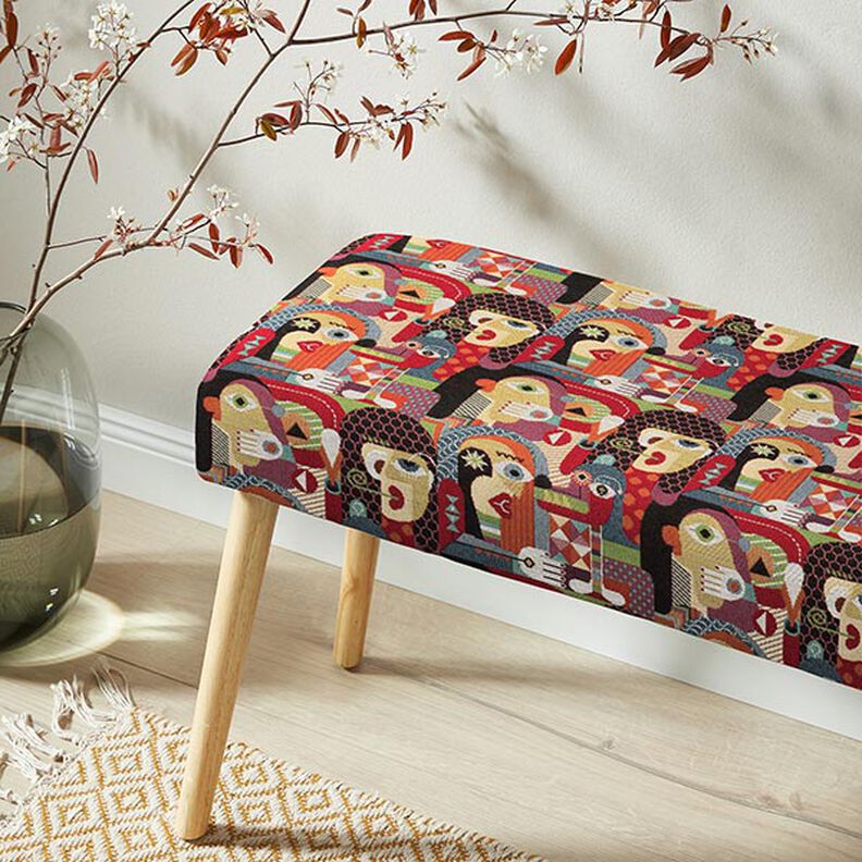 Tissu déco Gobelin Visages abstraits – noir,  image number 6