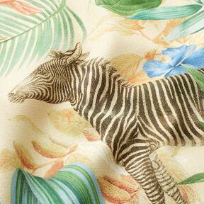 Tissu de décoration Semi-panama Animaux de la jungle – beige/vert, 