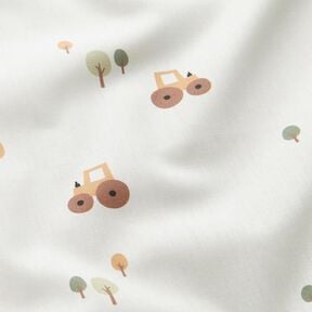 Popeline coton Tracteur dans grand champ – ivoire, 