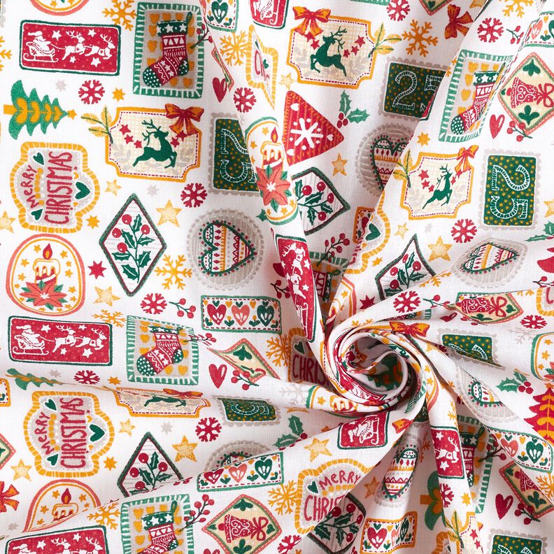 Tissu en coton Popeline Images de Noël – blanc/carmin,  image number 3