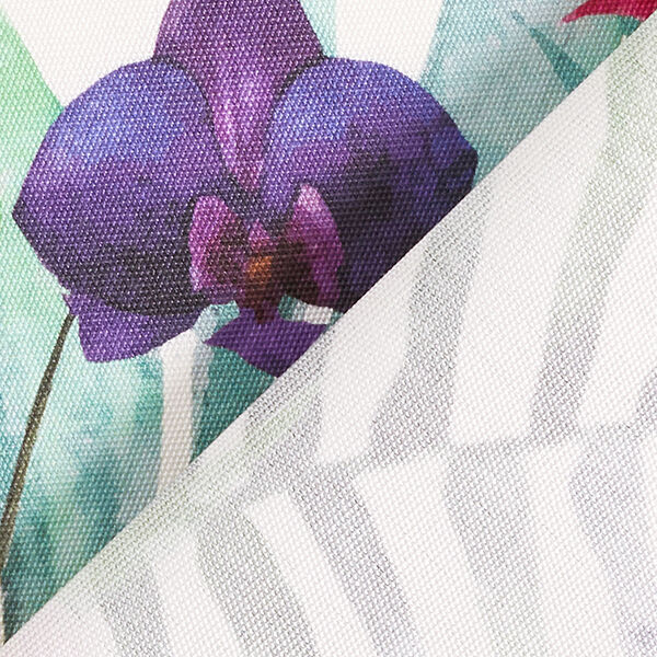 Tissu d’extérieur Canvas Fleurs exotiques – blanc/vert,  image number 4