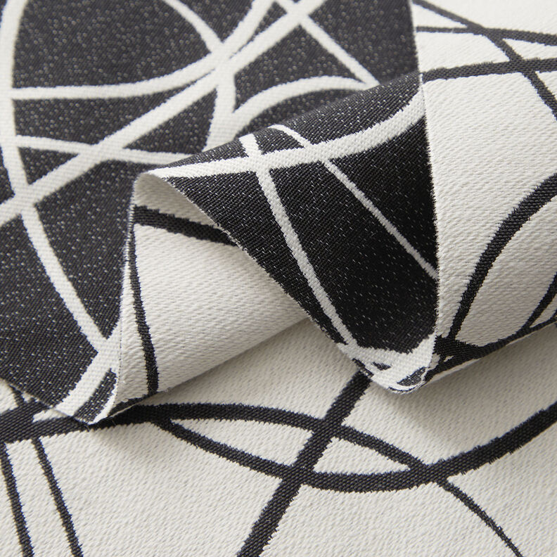 Tissu de décoration Jacquard Lignes abstraites – ivoire/noir, image number 3