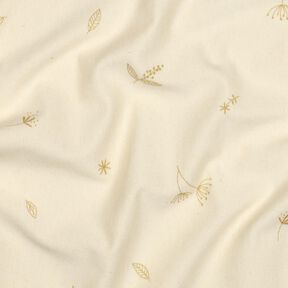 GOTS Jersey coton Branches et plantes | Poppy Fabrics – crème/brun faon, 