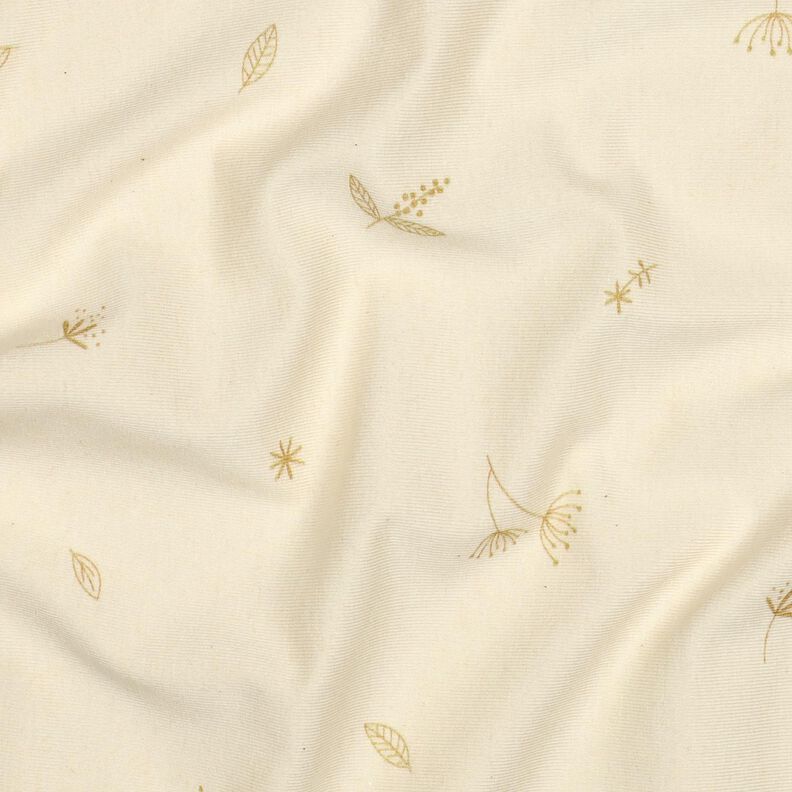 GOTS Jersey coton Branches et plantes | Poppy Fabrics – crème/brun faon, image number 2
