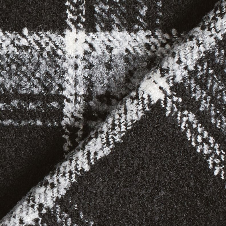 Tissu pour manteau Tissu bouclette à carreaux – noir/blanc,  image number 4