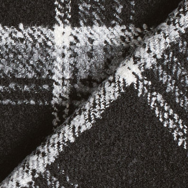 Tissu pour manteau Tissu bouclette à carreaux – noir/blanc, image number 4