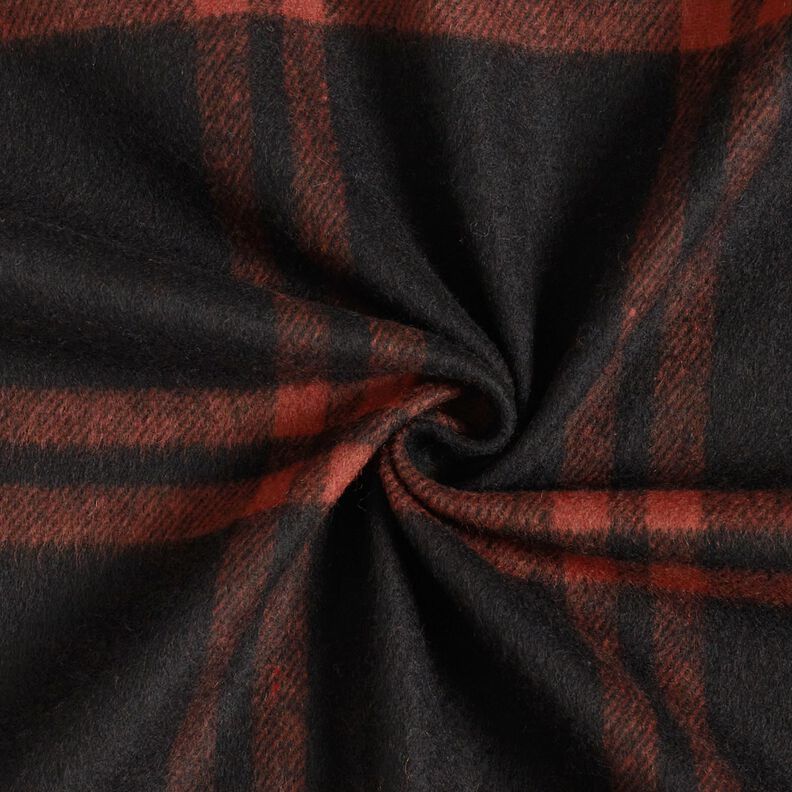 Tissu pour manteau en laine mélangée à carreaux tartan – terre cuite/noir,  image number 4
