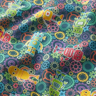 Tissu en coton Percale robots et engrenages, 
