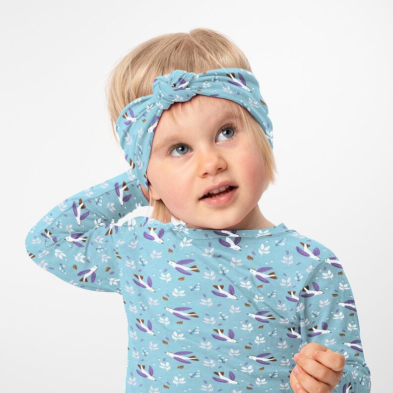 Jersey coton Petits oiseaux – bleu pigeon, image number 5