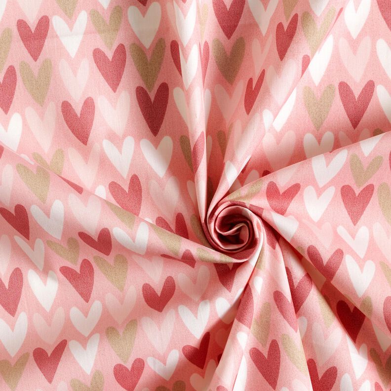 Popeline coton Cœurs – vieux rose clair, image number 3