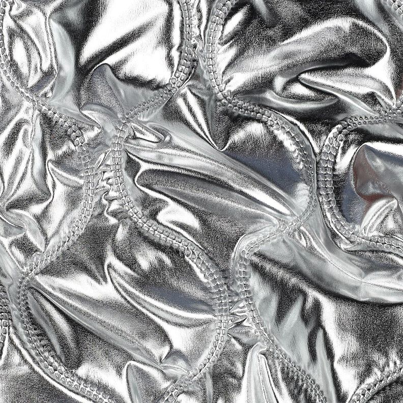 Tissu matelassé Lignes sinueuses – argent métallisé,  image number 2